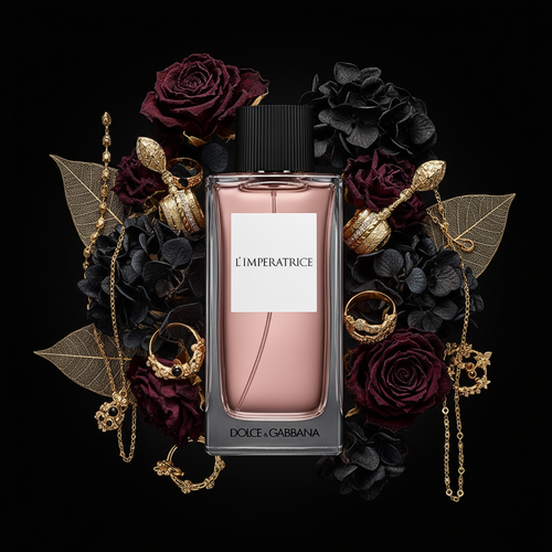 L'Imperatrice със златни бижута и тъмни цветя